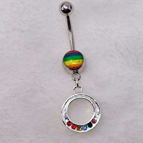 Body Jewelry |  Australian Crystal Pride LGBTQ Navel Ring - Painful Pleasures - Body Jewelry