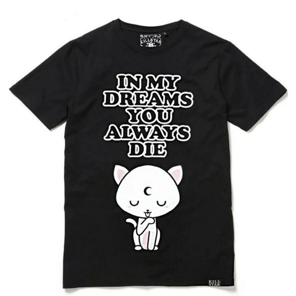 Screen Print Tee | Dreams You Die | Unisex Gothic Black T-Shirt - Killstar - Tops