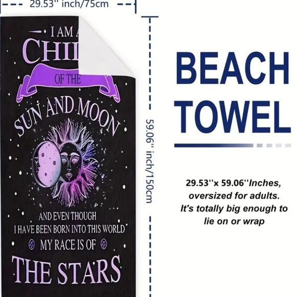 Moon & Sun Beach Towel | Premium Micro Fiber - A Gothic Universe - Beach Towels