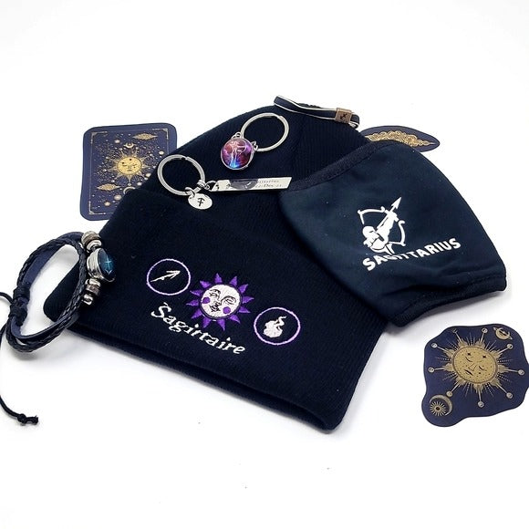 Sagittarius Zodiac | Hat Hair Tie Keychains Foil Stickers Bracelet Mask - A Gothic Universe - Beanies