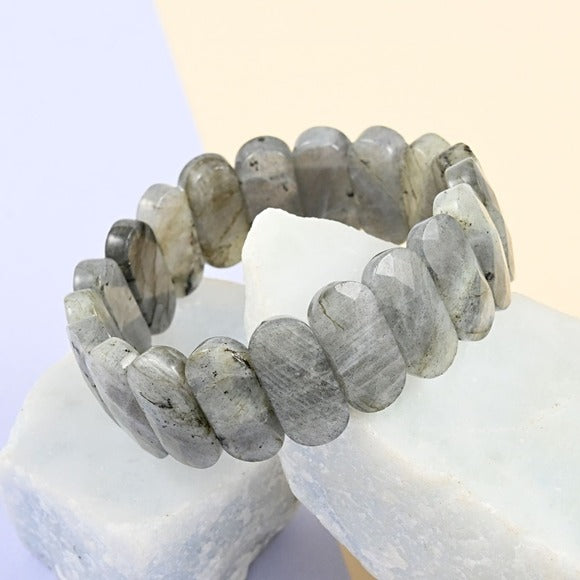 Malagasy Labradorite Beaded Stretch Bracelet | in Sterling Silver 225.00 ctw - A Gothic Universe - Bracelets