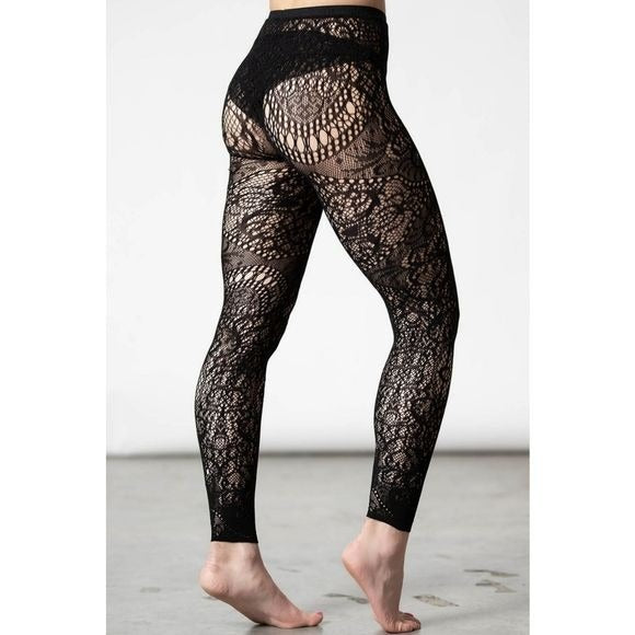 Lace Leggings | Gothic Black Empyrean All Lacey Sheer Leggings / Stockings - Killstar - Leggings