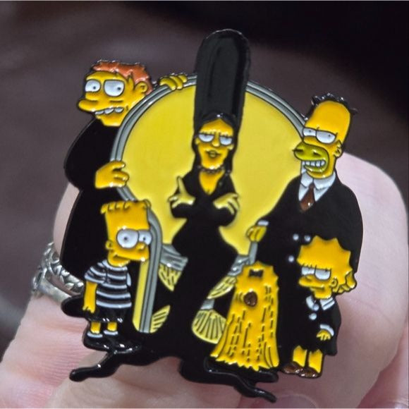 Metal Enamel Lapel Pin | The Simpsons Turn Adam's Family - A Gothic Universe - Lapel Pin