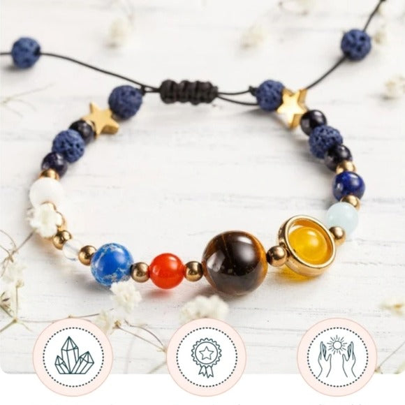Solar System Bracelet | Adjustable Exceptional Quality Natural Crystals 8" - Mindful Souls - Bracelets