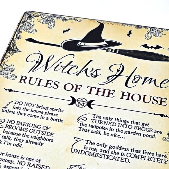 Vintage Metal Sign | Indoor/Outdoor | Witch's Home Gold, Black - A Gothic Universe - Signs