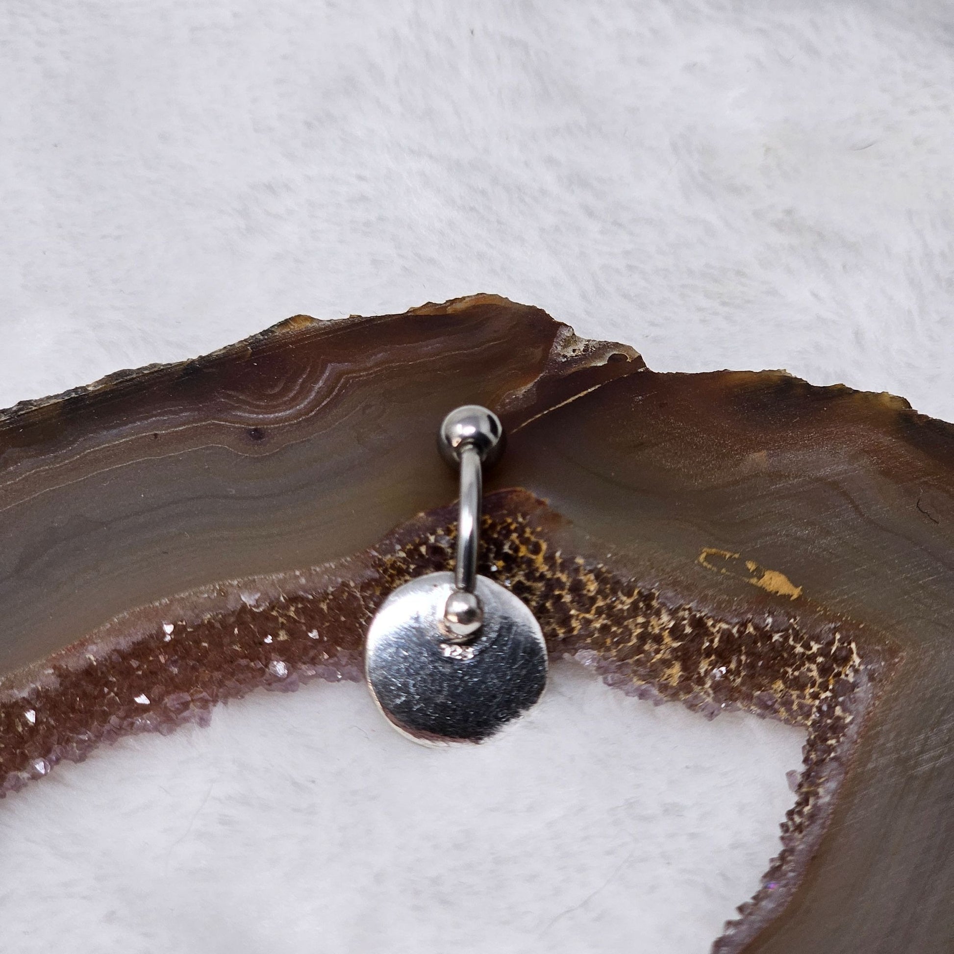 Silver Belly Button Ring With Swirl Design & Crystals - A Gothic Universe - Body Jewelry