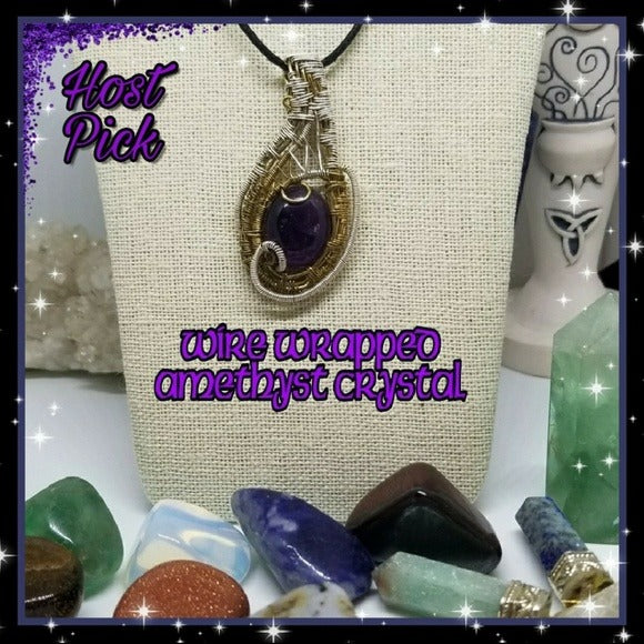 Amethyst | 14K, S925 Wire Wrapped Long Crystal Necklace - A Gothic Universe - Necklaces