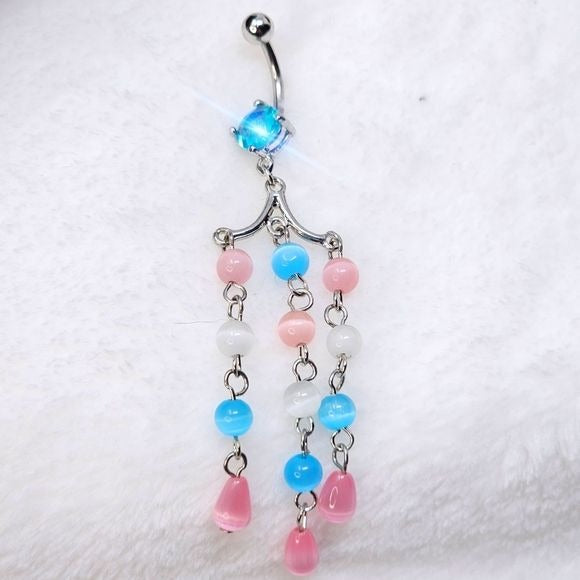 Body Jewelry |  Australian Crystal Cats Eye Beads Dangle Navel - Painful Pleasures - Body Jewelry