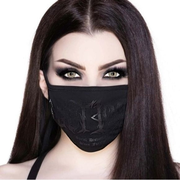 Unisex Face Mask | Get Lost Tie | Gothic Black - Ties In Back Cotton Face Mask - Killstar - Face Masks