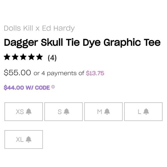 Tie Dye Dagger Skull Side Tie Boyfriend Tee | Short Sleeve Soft Cotton - Ed Hardy - Tops