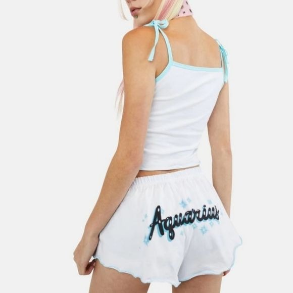 Splash Of Sass Aquarius Pajama Set | White Mermaid Graphic Zodiac - Horoscopez - Pajamas