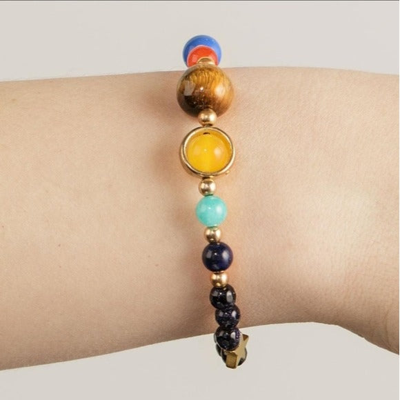 Solar System Bracelet | Adjustable Exceptional Quality Natural Crystals 8" - Mindful Souls - Bracelets