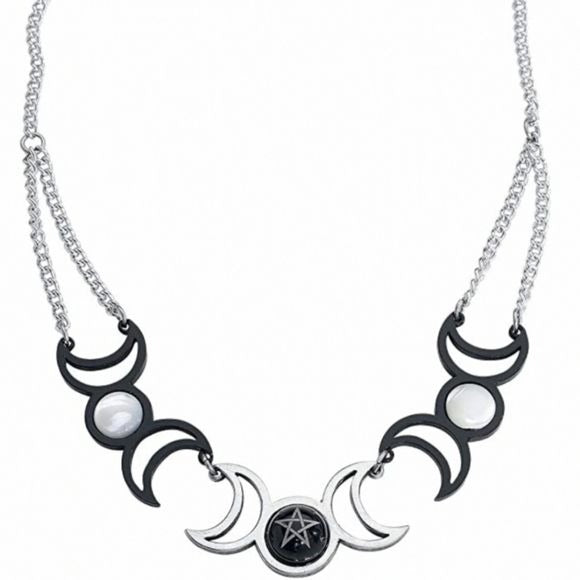 Tres Lunae Necklace | Triple Moon Goddess - Alchemy Gothic - 