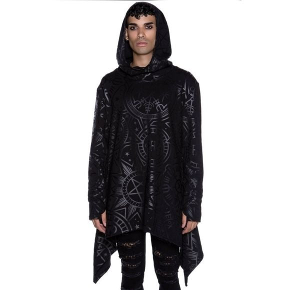 Occult Luxury Occultum Longline Hoodie | Gothic Black Unisex - Killstar - Hoodies