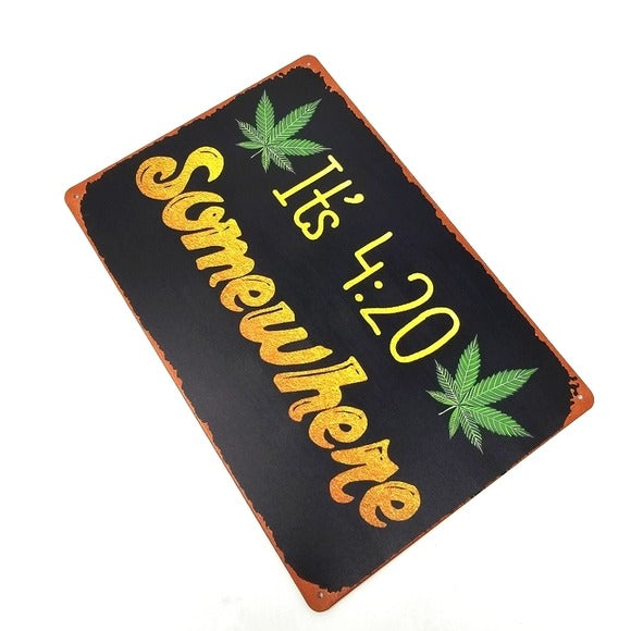 Vintage Metal Sign | Indoor/Outdoor | 420 Somewhere Black, Green & Yellow - A Gothic Universe - Signs