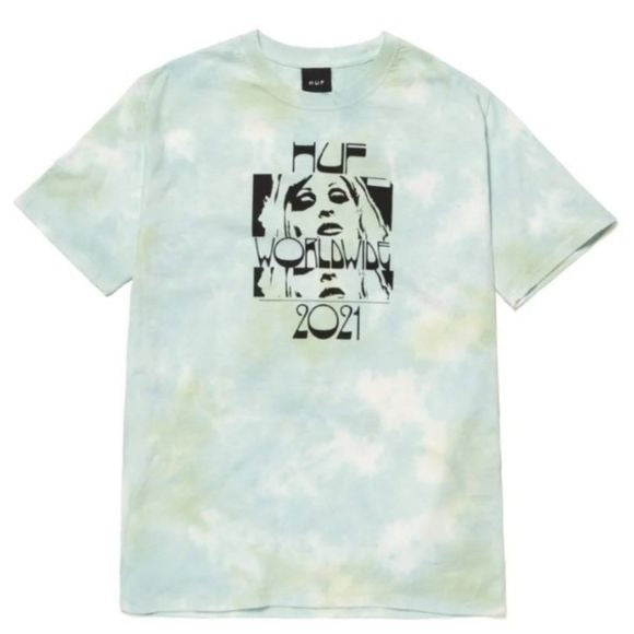 Wasted Darling Short Sleeve Tee | Blue Tie Dye Black Front & Back Graphic - HUF - Tops