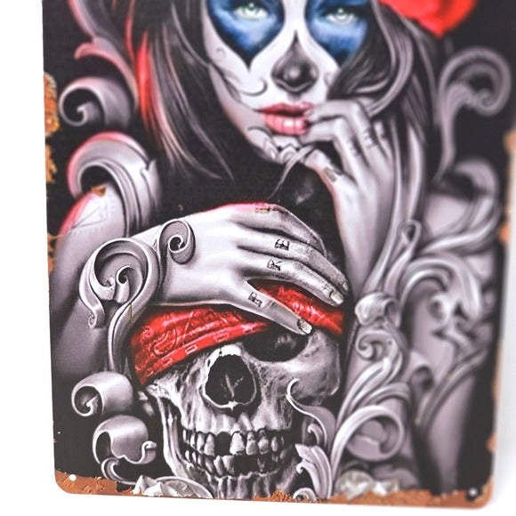 Vintage Metal Sign | Indoor/Outdoor | Sugar Skull Be Free Red, Black - A Gothic Universe - Signs