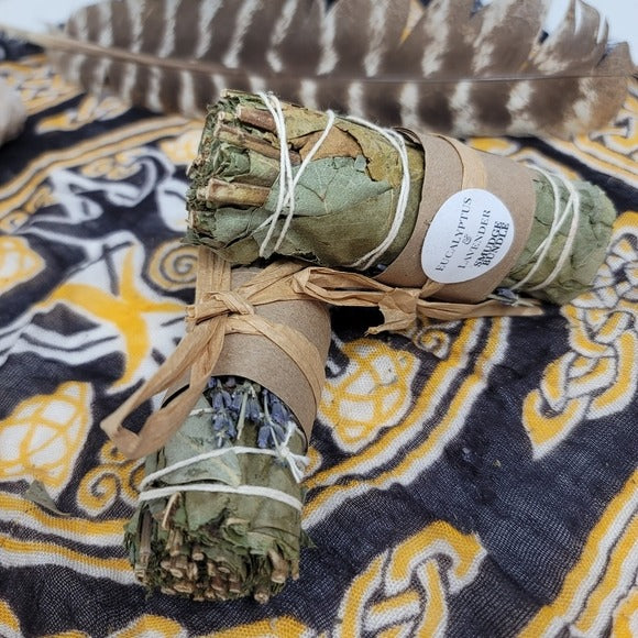 Eucalyptus Lavender | Smudge/Cleanse Yourself & Your Home Set of Two w/Sack - A Gothic Universe - Smudging Sets