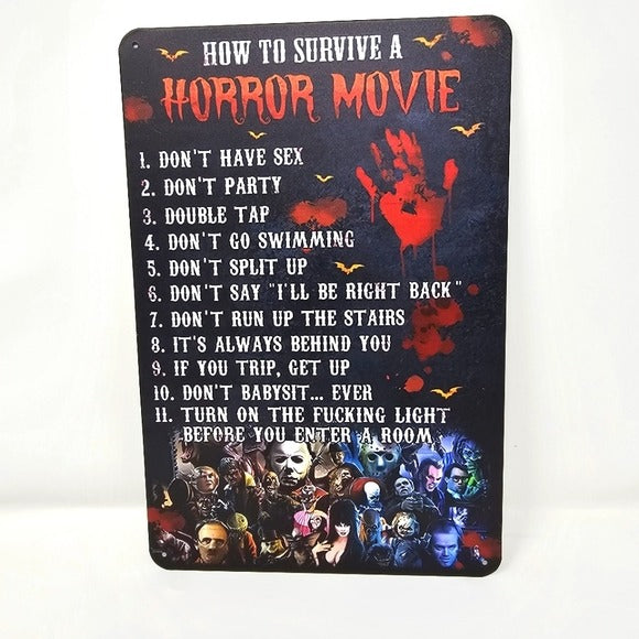 Vintage Metal Sign | Indoor/Outdoor | Horror Movie Rules Black & Red - A Gothic Universe - Signs