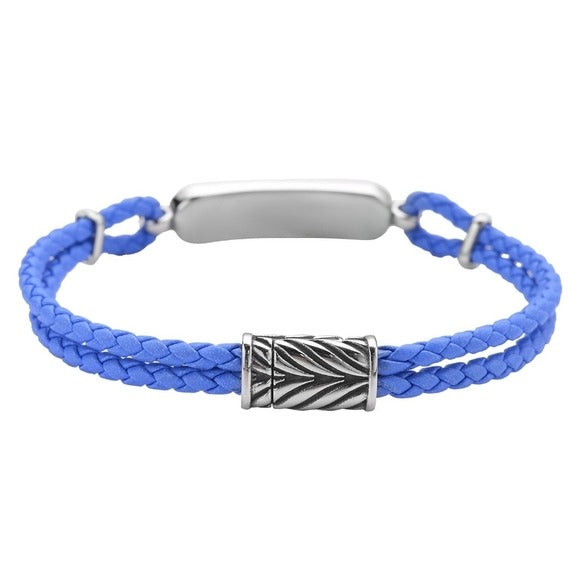 Lapis Lazuli Bracelet | Genuine Braided Leather Magnetic Clasp Stainless - A Gothic Universe - Bracelets