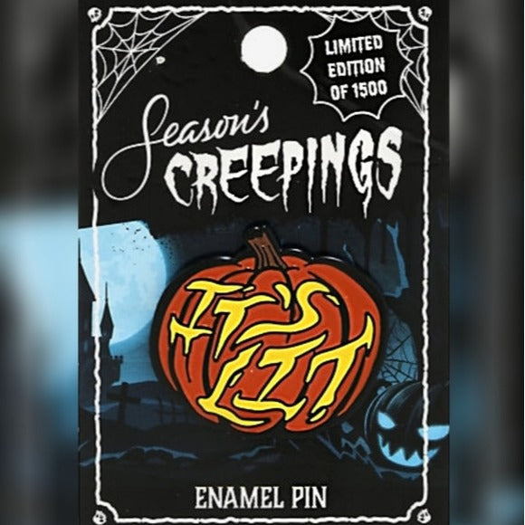 Enamel Lapel Pin | Limited Edition | PUMPKIN IT'S LIT | Black Orange - Hot Topic - Lapel Pins