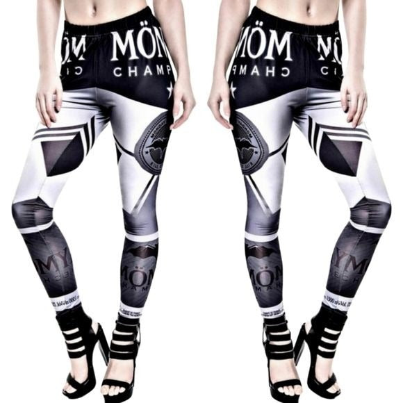 Form-Fitting Leggings | Monday Champagne | Gothic Black White Silver - Killstar - Leggings