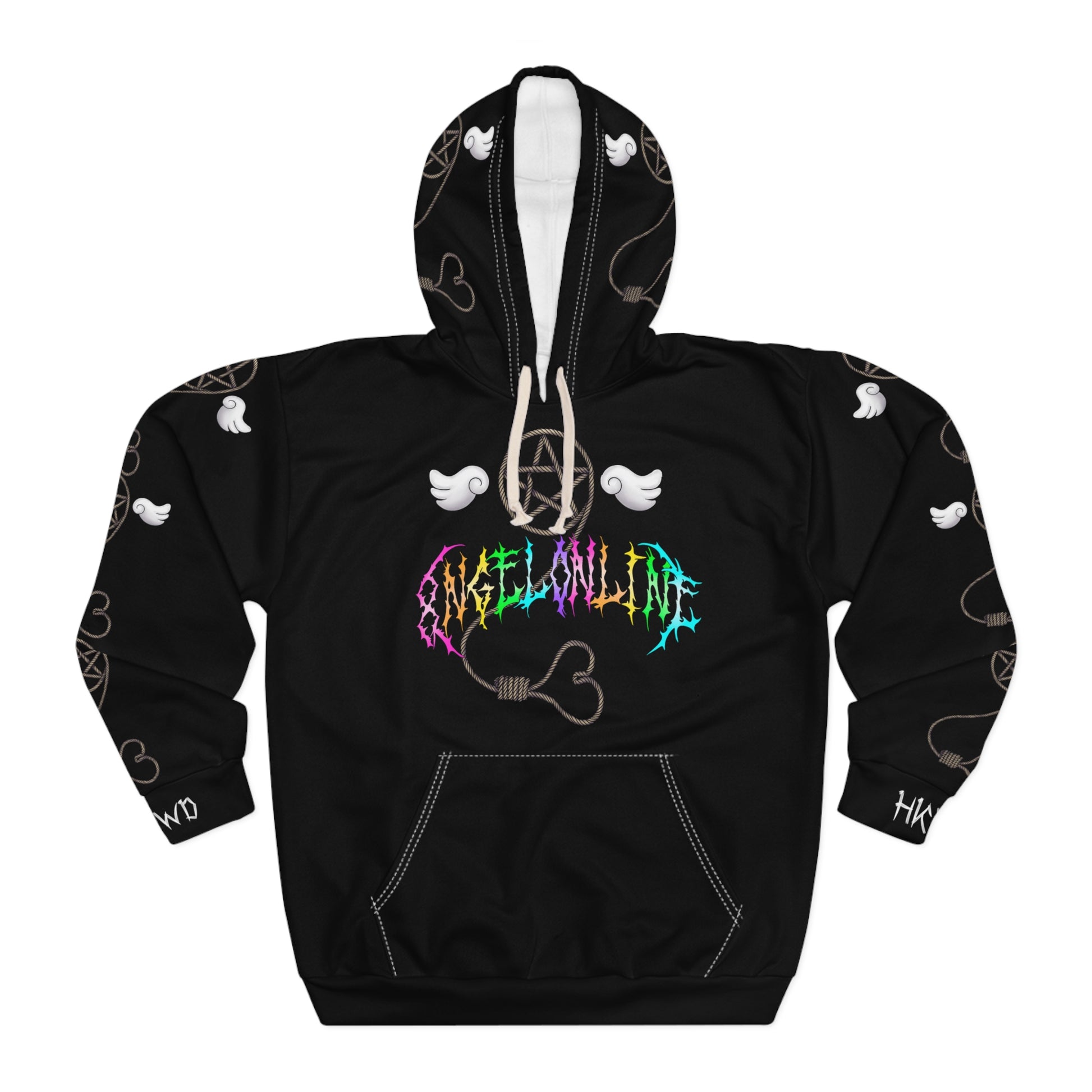 8ngelonline Desire Pullover All Over Print Hoodie Black - HKWD - Hoodies