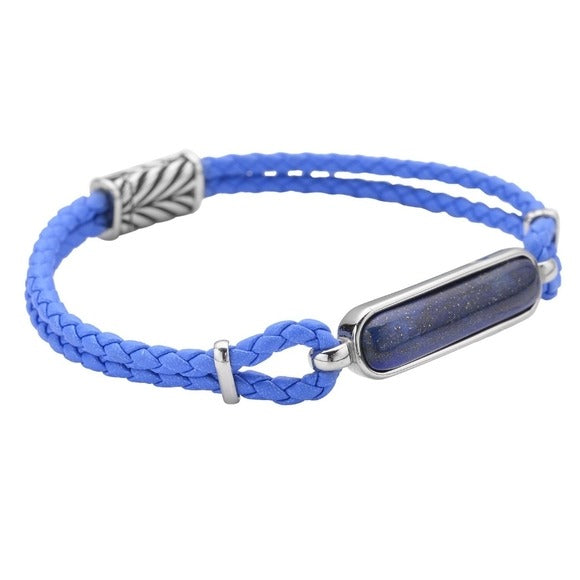 Lapis Lazuli Bracelet | Genuine Braided Leather Magnetic Clasp Stainless - A Gothic Universe - Bracelets