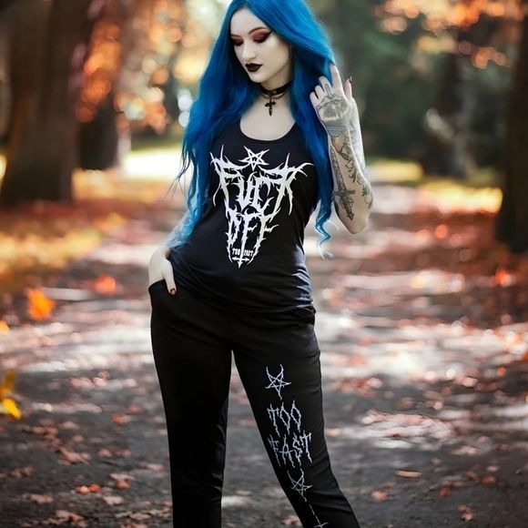 FŮCK OFF BLACK METAL LOGO RACERBACK TANK