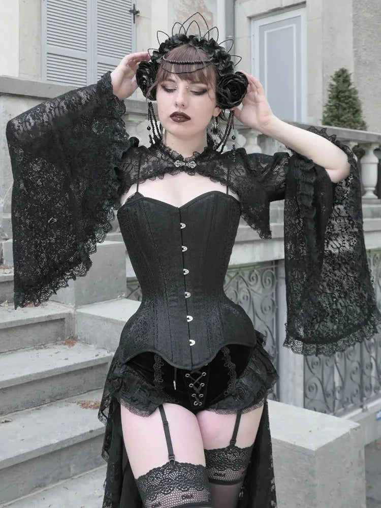 Ethereal Elegance | Gothic Lace Shrug Bell Flare Sleeve - A Gothic Universe - Tops