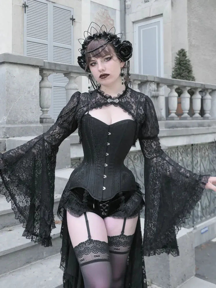 Ethereal Elegance | Gothic Lace Shrug Bell Flare Sleeve - A Gothic Universe - Tops