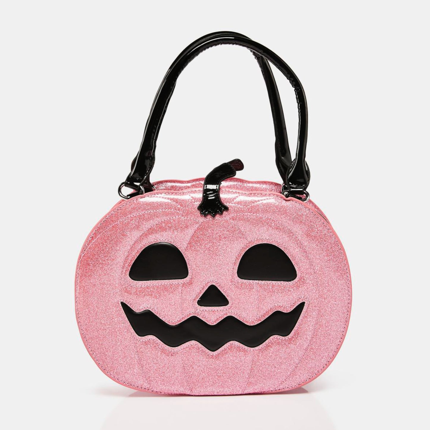 Glitter Pink Pumpkin Handbag | Vinyl Construction Novelty Pumpkin Shape - Too Fast - Bags