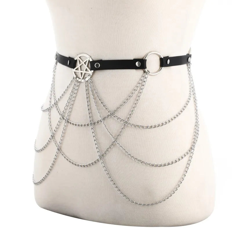 Lunar Whispers Body Chain | Dance with Shadows, Whisper with Chains - A Gothic Universe - Belts