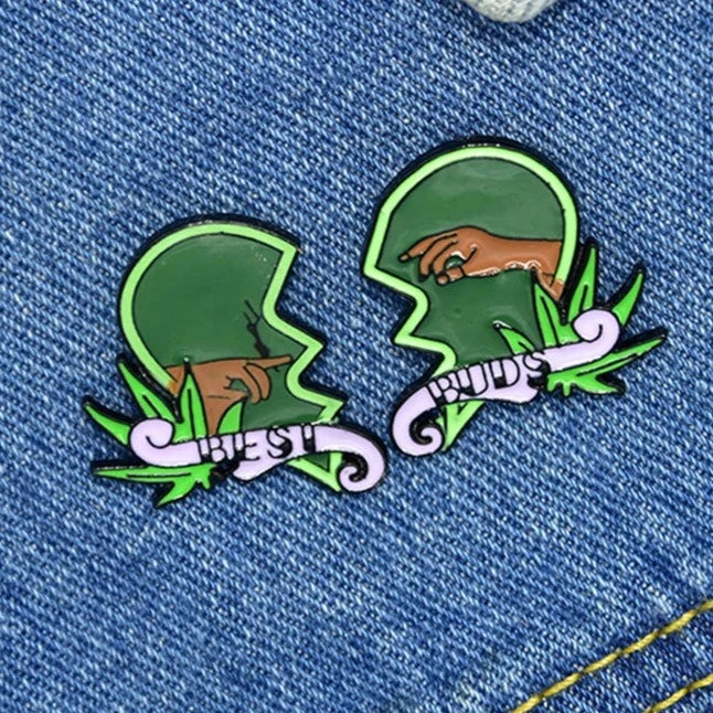 Green Love Split Enamel Lapel Pin Set - A Gothic Universe - Lapel Pins