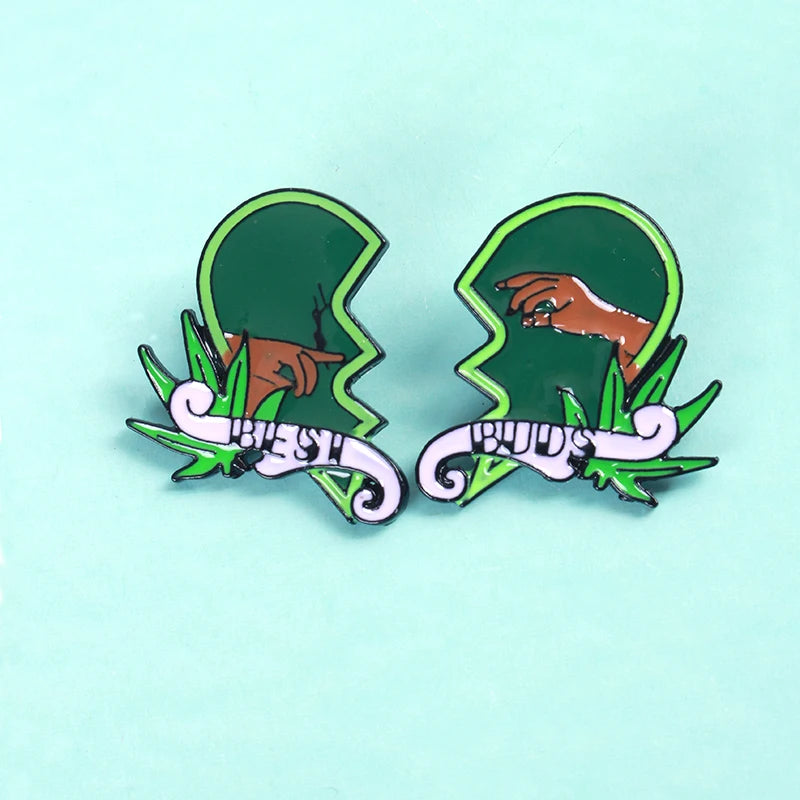 Green Love Split Enamel Lapel Pin Set - A Gothic Universe - Lapel Pins