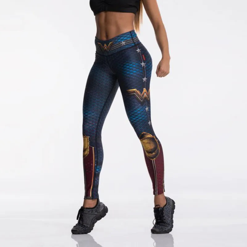 3D Print Leggings | Elastic High Waist Stretchy Red Blue Ankle Length - A Gothic Universe - Leggings