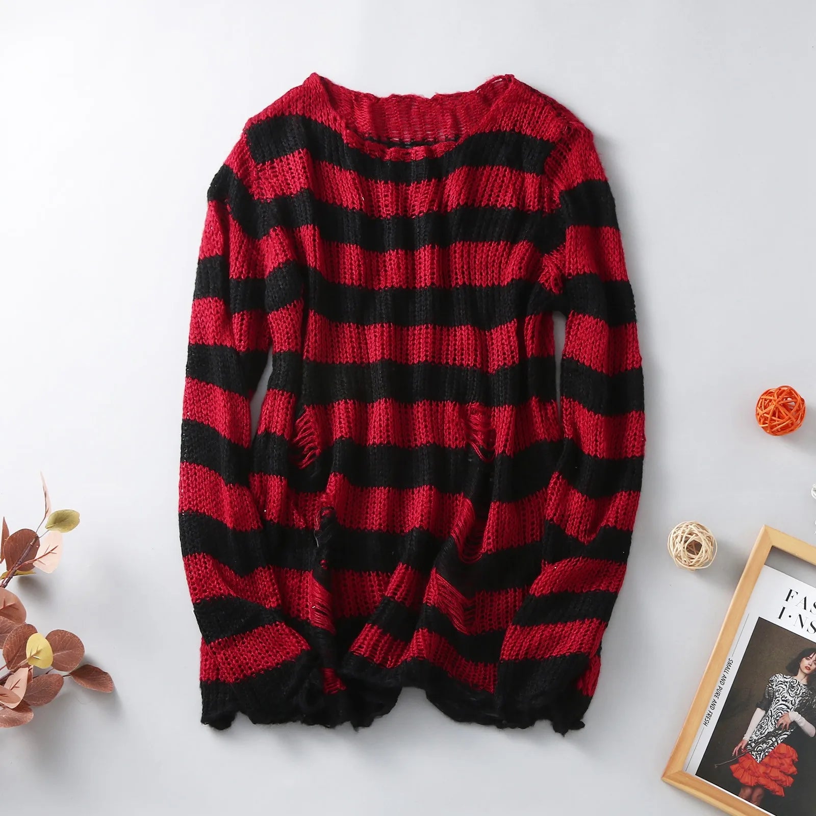 Red Abyss Oversized Sweater - A Gothic Universe - Sweaters