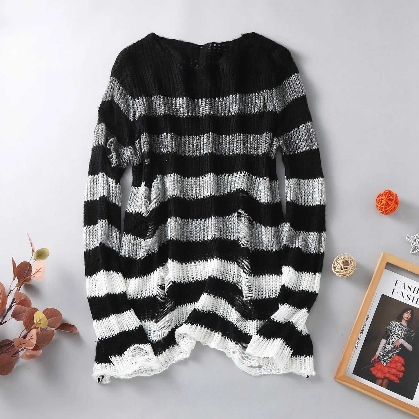 Midnight Melancholy Distressed Sweater - A Gothic Universe - Sweaters