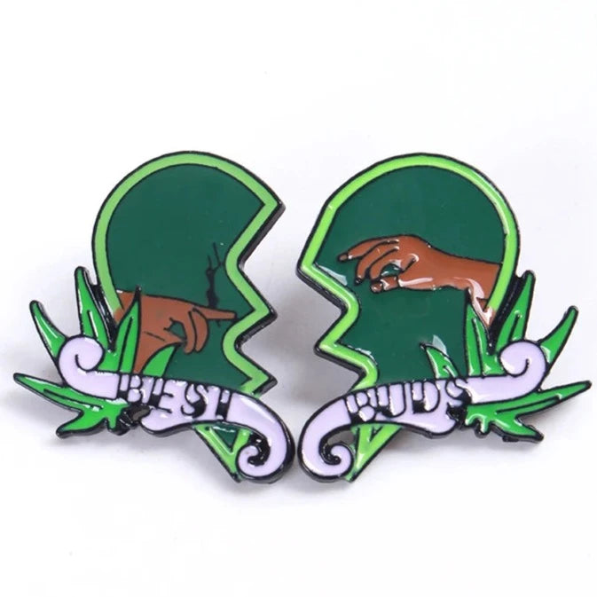 Green Love Split Enamel Lapel Pin Set - A Gothic Universe - Lapel Pins