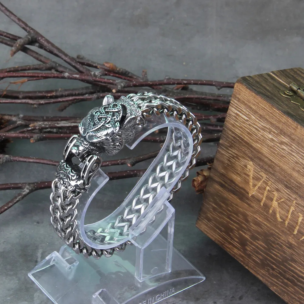 Norse Nomad Wolf Bracelet | Unleash the Spirit of the Viking Wilderness - A Gothic Universe - Bracelets