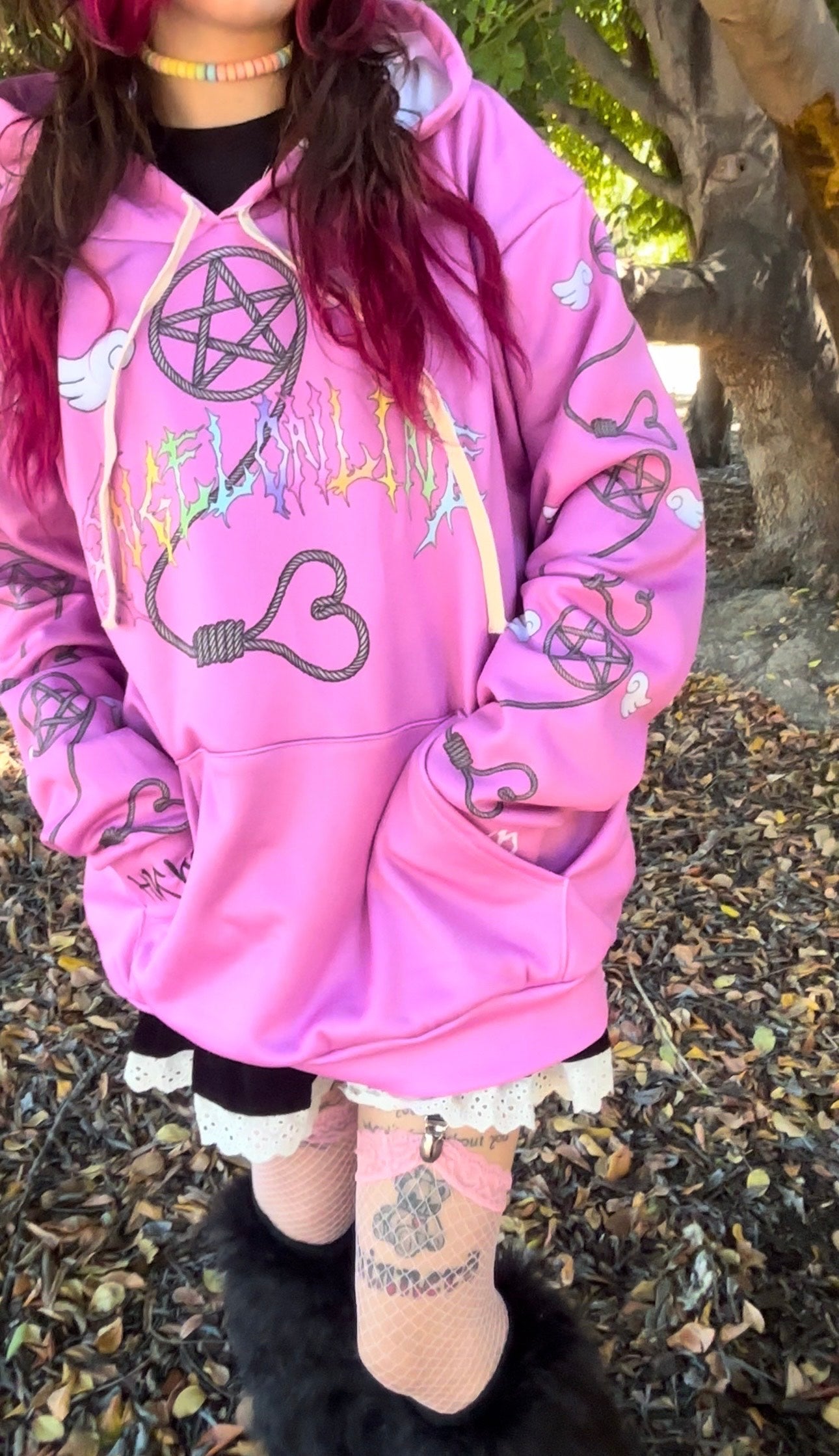 8ngelonline Desire Pullover All Over Print Hoodie Pink - HKWD - All Over Prints