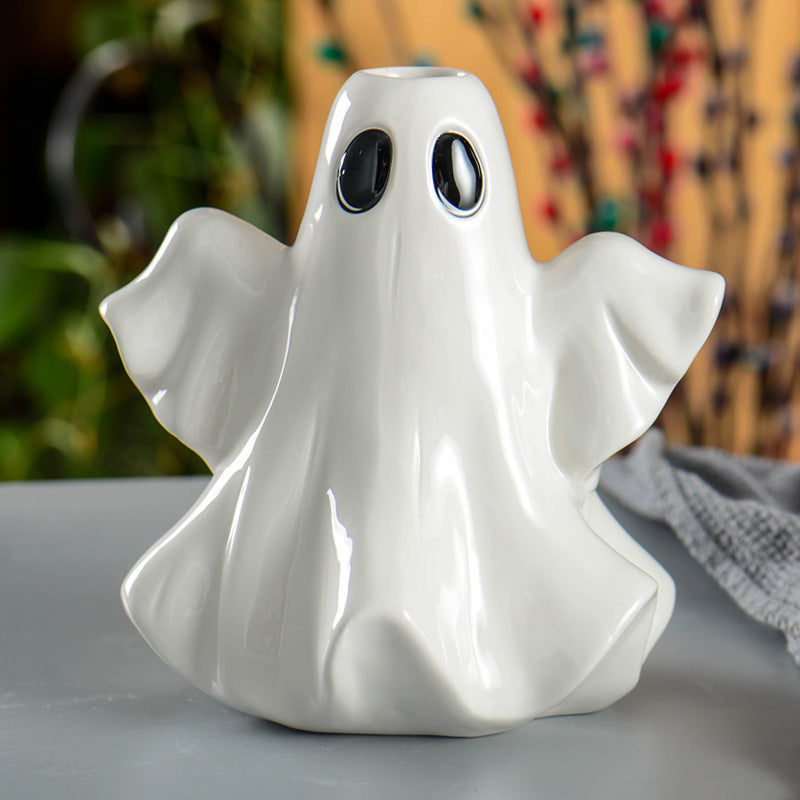 Ghostly Whispers Ceramic Vase | Unearth the Elegance of Ghostly Blooms - A Gothic Universe - Vase