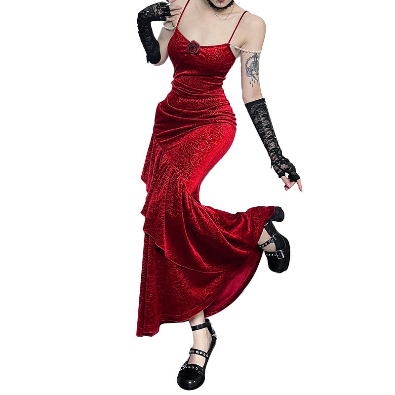 Crimson Enchantment Rose Dress | Unleash Your Inner Gothic Fairy with Elegance - A Gothic Universe - Dresses