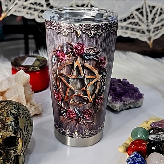 Double Walled Pentacle Witchy Insulated Travel Tumbler - A Gothic Universe - Cups