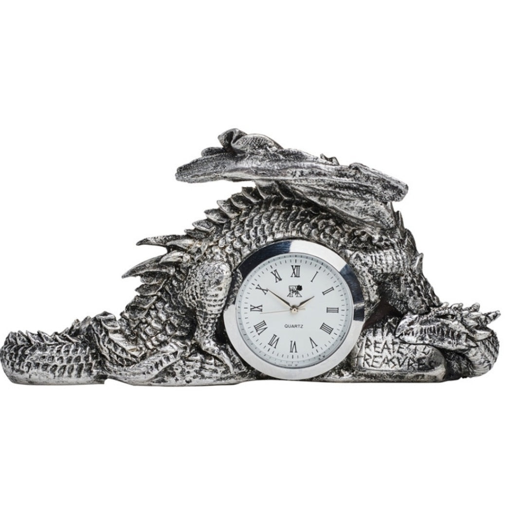 The Dragonlore Desk Clock | Silver - The Vault - Clocks