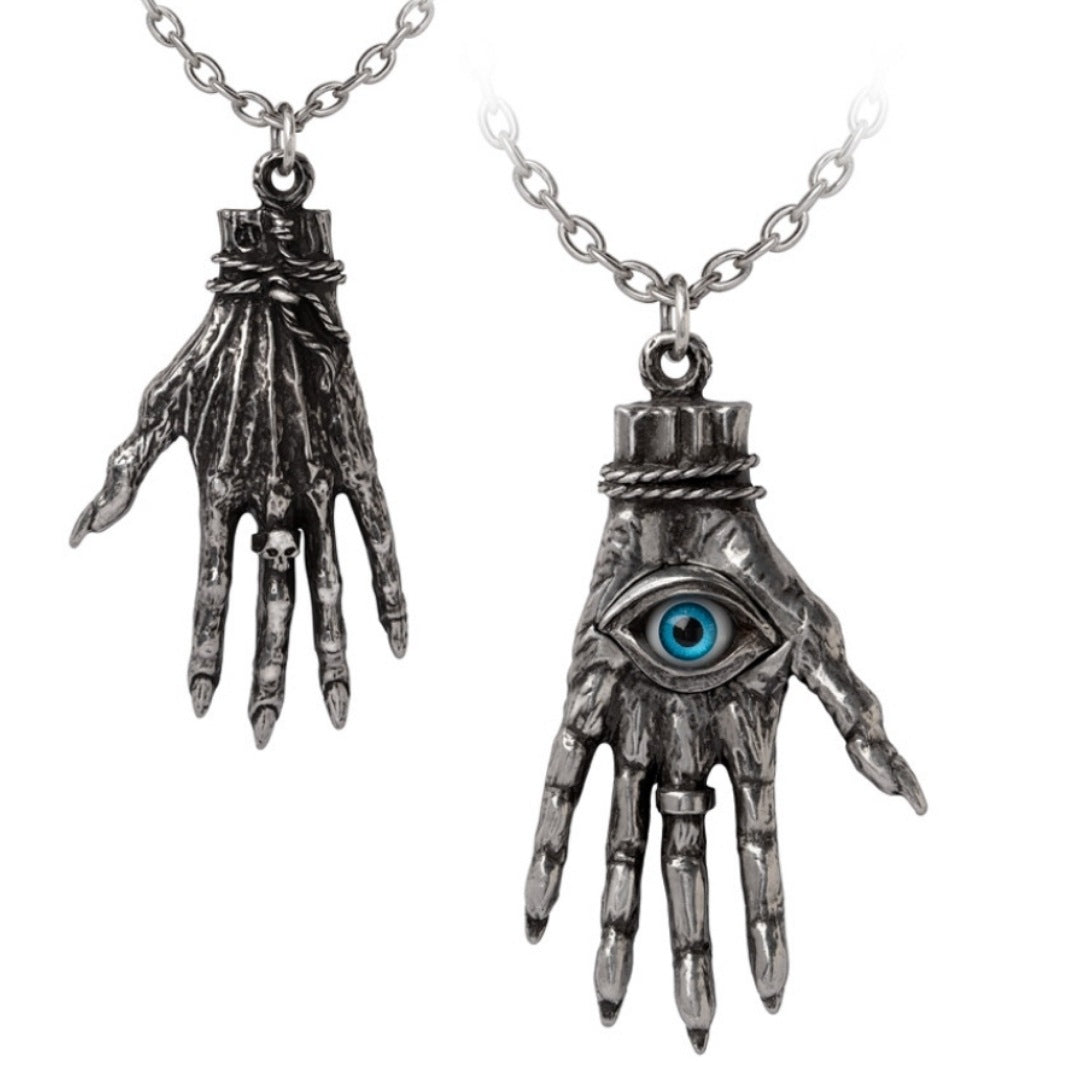Hand Of Glory Pendant | Antiqued Pewter Evil Eye - Alchemy Gothic - Necklaces
