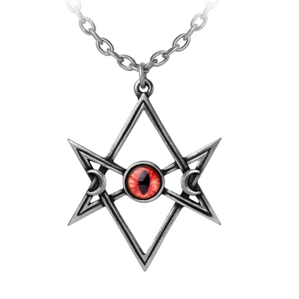 Unicursal Hex Pendant | Antiqued Pewter Devil's Eye - Alchemy Gothic - Necklaces