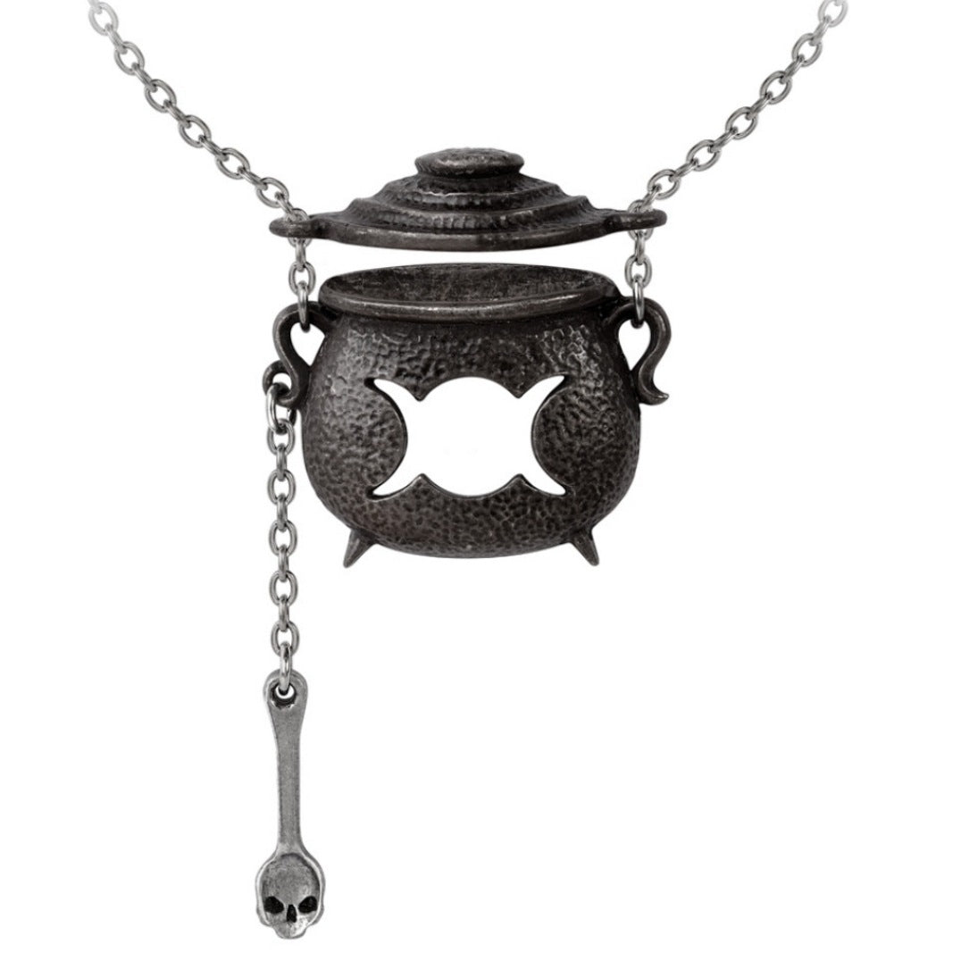 Witches Cauldron Necklace | Black Antiqued Pewter - Alchemy Gothic - Necklaces