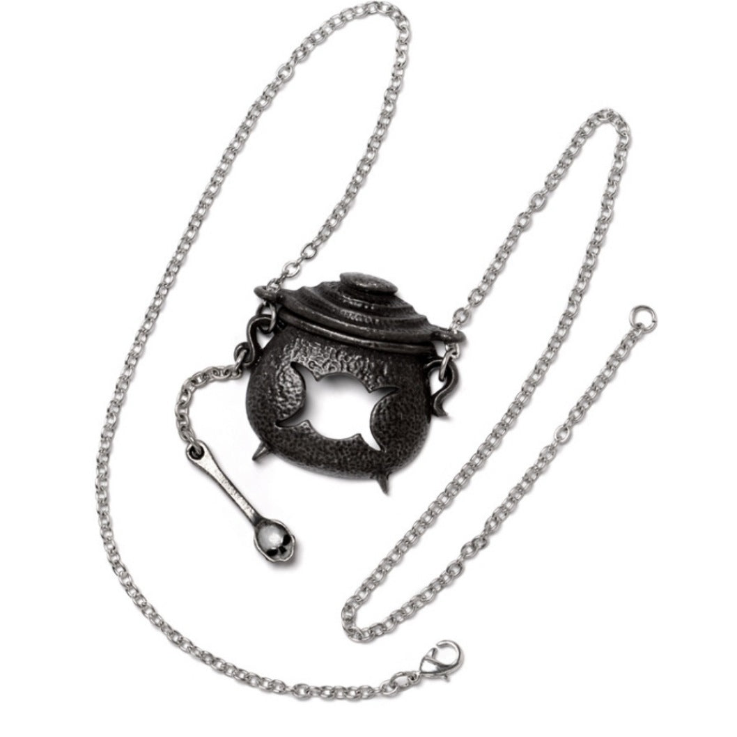 Witches Cauldron Necklace | Black Antiqued Pewter - Alchemy Gothic - Necklaces