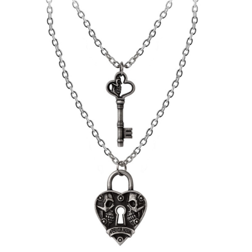 Key To Eternity Couples Pendants | Antiqued Pewter - Alchemy Gothic - 